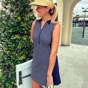 Renwick Golf Navy Blue Gingham Shift Athletic Dress Sz.L